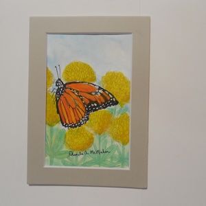 Monarch Butterfly on Milkweed Watercolor Original Painting